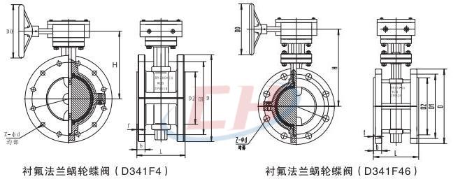 防爆電動襯氟法蘭蝶閥結構圖