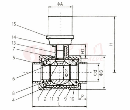 電動(dòng)塑料球閥結(jié)構(gòu)圖