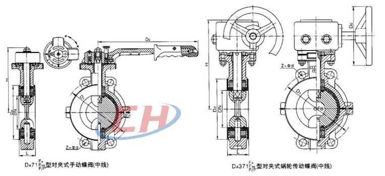 襯氟對夾蝶閥結構圖