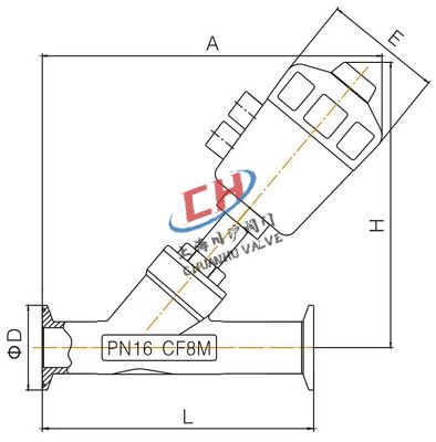 P1快裝氣動角座閥結構圖