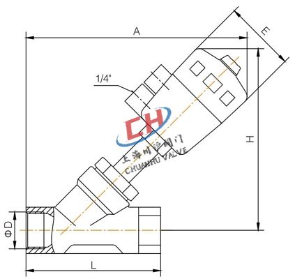 P1內螺紋氣動角座閥結構圖