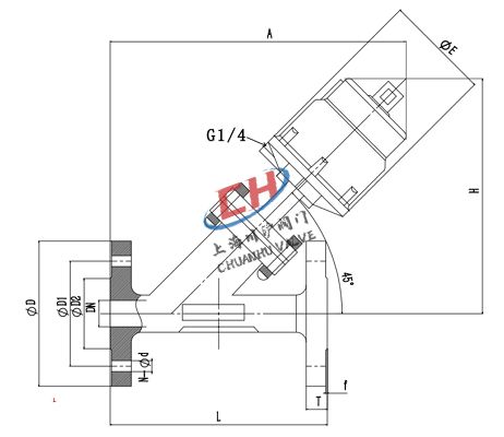 P4氣動調節型角座閥結構圖