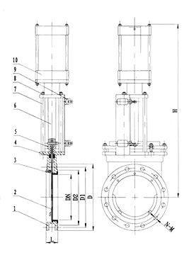 氣動(dòng)陶瓷閘閥結(jié)構(gòu)圖